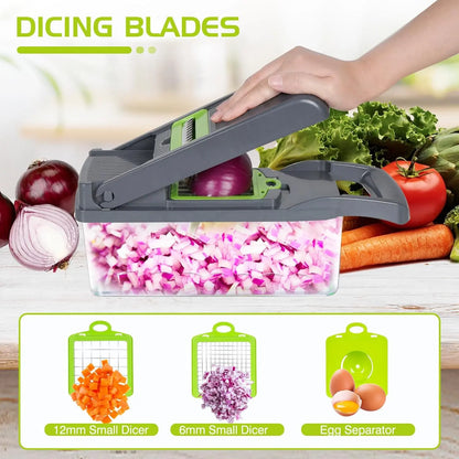 Prime Day Sale, 14 in 1 Vegetable Chopper, Pro Onion for Food Chopper, Multifunctional Slicer Dicer Cutter, Kitchen Veggie with 8 Blades Set