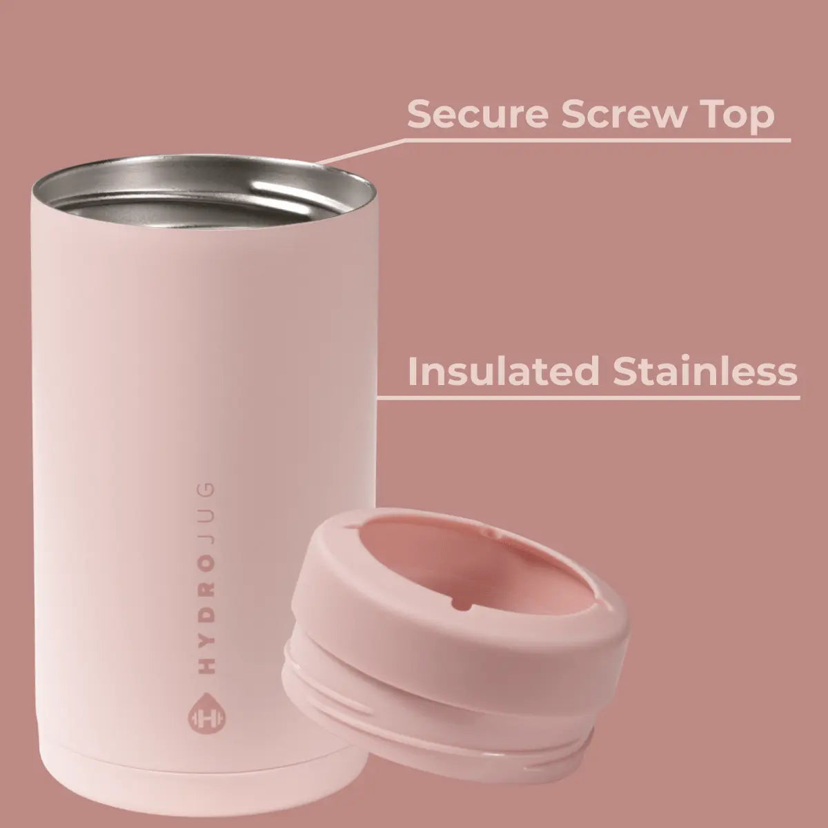 Dusty Rose Hydrojug 16 Oz Can Cooler – Stainless Steel Screw Top Drink Holder
