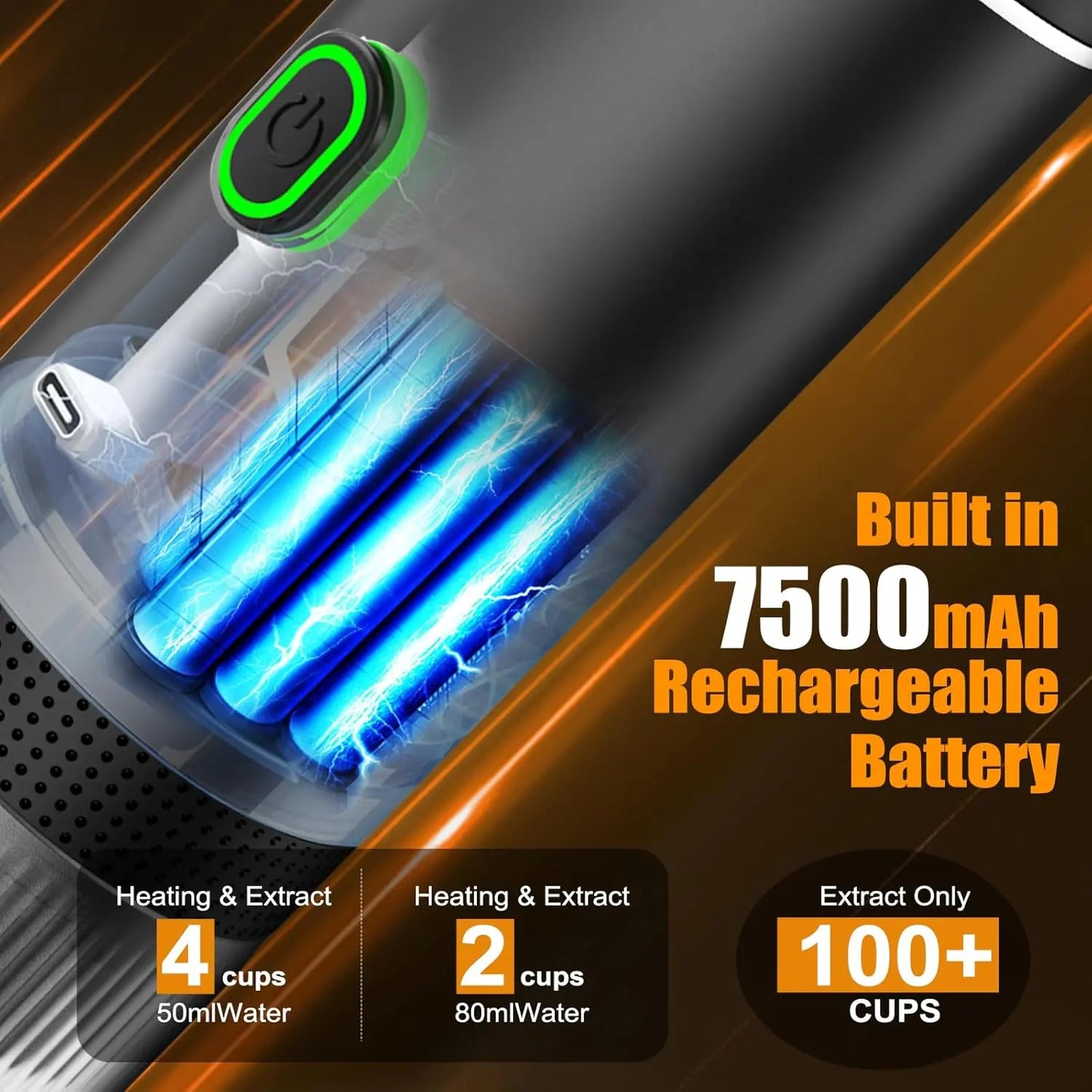 Portable Electric Espresso Maker Mini Travel Coffee Maker with USB-C 3-In-1 Car Coffee Maker Self-Heating for Ground Coffee & Capsules Ideal for Office Camping RV Stock up on Specials Stockpile VALUE Pack Tiktokshopblackfriday Christmas Gift