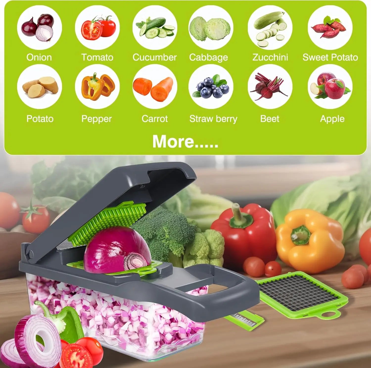 Prime Day Sale, 14 in 1 Vegetable Chopper, Pro Onion for Food Chopper, Multifunctional Slicer Dicer Cutter, Kitchen Veggie with 8 Blades Set