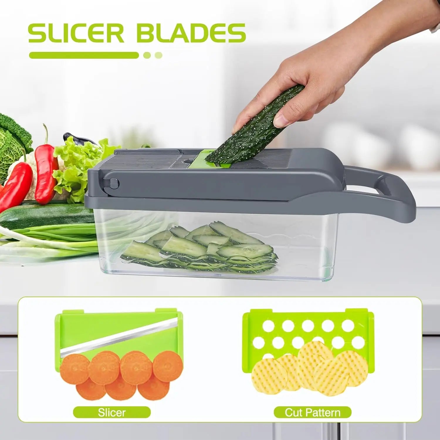 Prime Day Sale, 14 in 1 Vegetable Chopper, Pro Onion for Food Chopper, Multifunctional Slicer Dicer Cutter, Kitchen Veggie with 8 Blades Set