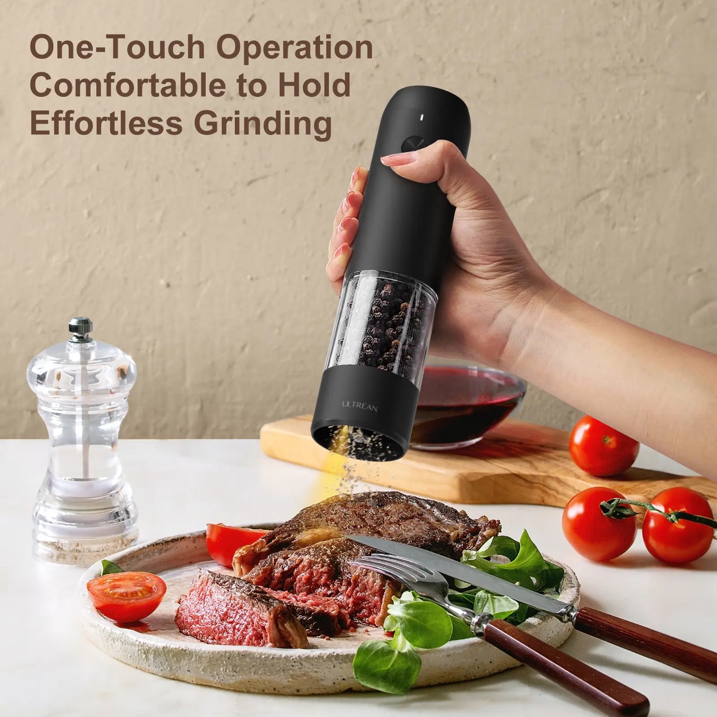 Electric Salt and Pepper Grinder Set Rechargeable Stainless Steel with USB C Dual Charging Base Large Capacity Adjustable Coarseness LED Light Perfect Kitchen Gift for Mom
